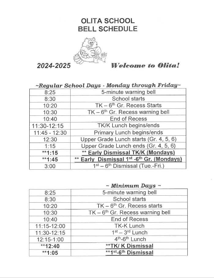 Bell Schedule